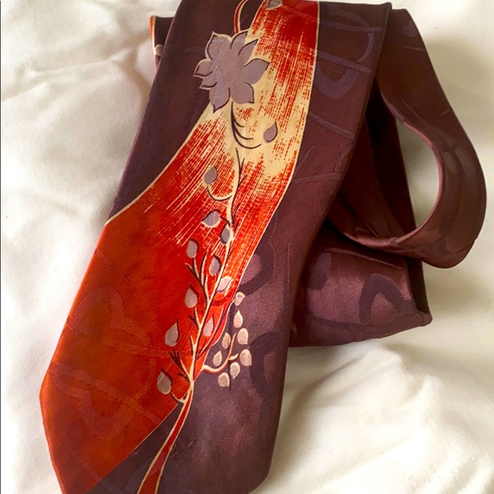 Vintage brown and red orange necktie
